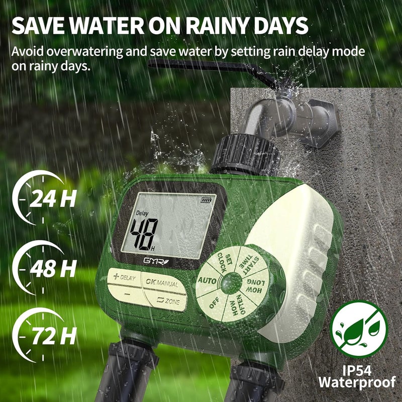 Gmr Hose Timer for Watering, Water Timer, Irrigation Controller for Garden Hose Faucet, Programmable Automatic Watering System/Manual/Rain Delay, IP54 Waterproof - Image 5